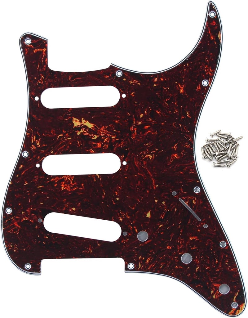 FLEOR 11 Holes ST Style Pickguard SSS Guitar Pickguard Pick Guard Scratchplate with Screws Set,4Ply Brown Tortoise Shell - Image 1